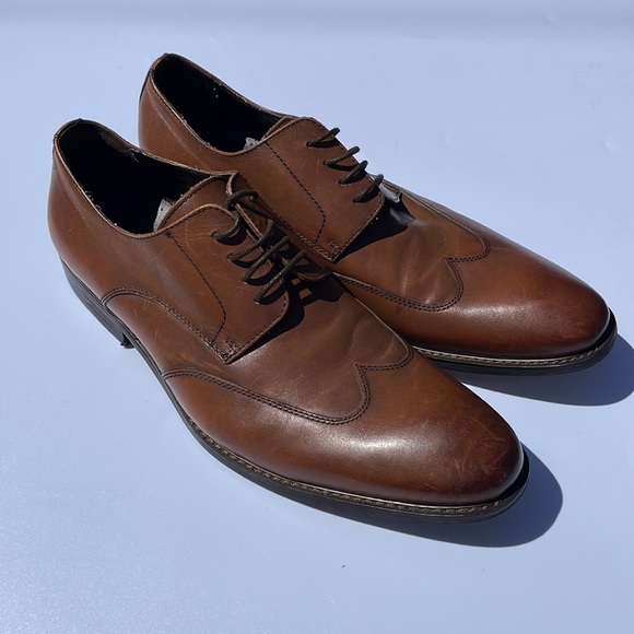 Kenneth Cole Mens Main Lane Oxford Wingtip Brown Leather Lace Up Shoes Sz 11 M main image 5